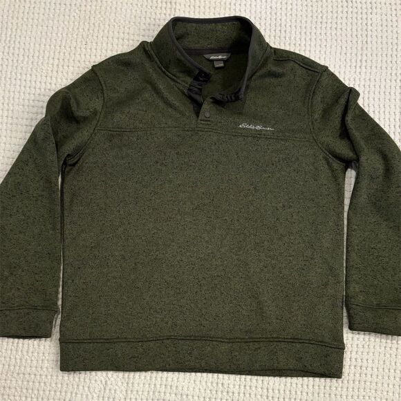 Eddie Bauer Men's Green  1/4 Snap Pullover Sweater L - Picture 1 of 6